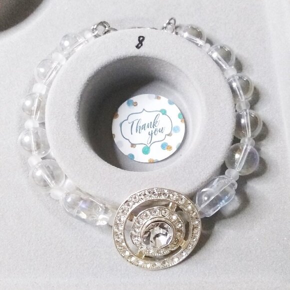 Holiday Statement Bracelet | Sparkling OOAK Glam | Handmade Gift for Large Wrist - Picture 9 of 15